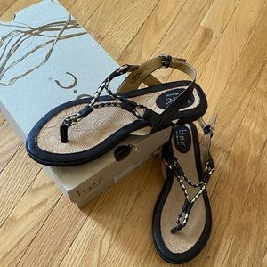 New Born BOC Ramira II Vegan Black and Silver Braided Leather Sandals